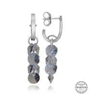Swarovski Crystal Taşlı Gümüş Salkım Sallantılı Çivili Kadın Küpe