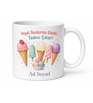 Dondurma Temalı Baskılı Kupa Bardak Hediye Özel Tasarım Porselen Mug