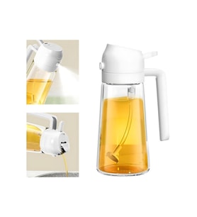 550 ml Cam Yağdanlık Sızdırmaz Çift Fonksiyonlu Dökme ve Püskürtmeli Sprey Airfryer Yağ Şişesi (Şeffaf)