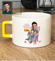 Kişiye Özel Karikatürlü Cat Dad Kedi Babası Lüks Fincan Babalar Günü Hediyesi