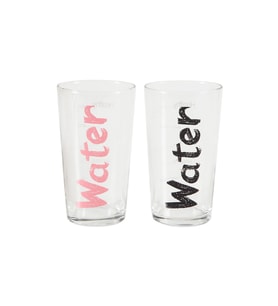 Şık Siyah ve Pembe 570 ml Su Bardakları 2'li Set