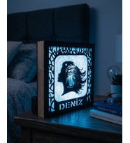 Kişiye Özel Siluet Tasarımlı Dekoratif LED Gece Lambası (Mavi)