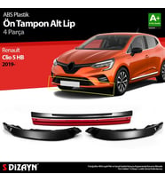 Renault Clio Uyumlu 5 Hatchback ABS Plastik Ön Tampon Alt Lip Kırmızı Ekli 4 Parça. 2019 Üzeri A+Kalite Parça