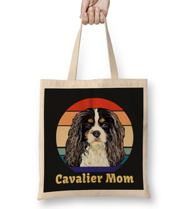 Tri Colored Cavalier King Charles Spaniel Mom Bez Çanta Uzun Saplı