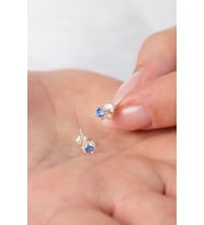 925 Ayar Gümüş Mavi Zirkon Taşlı Minimal Küpe
