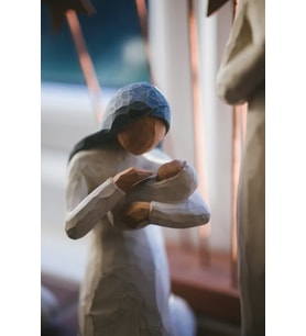 Anne ve Bebek Şefkati Temalı MDF Tablo - Minimalist Biblo Sanatı Çerçevesiz Duvar Panosu