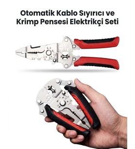 Katlanır Kompakt Tasarım Çok Fonksiyonlu Kablo Sıyırma Ve Sıkma Pensesi – Kırmızı Kablo Sıyırıcı Kab