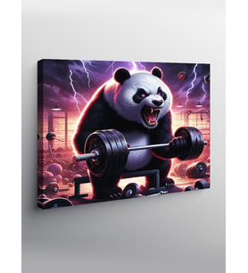 Kanvas Tablo Ağırlık Kaldıran Panda