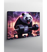 Kanvas Tablo Ağırlık Kaldıran Panda