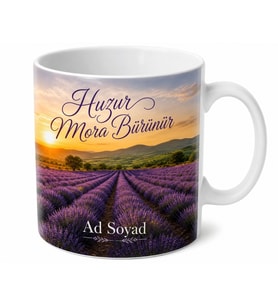 Isparta Lavanta Bahçesi Baskılı Kupa Bardak Hediye Porselen Mug