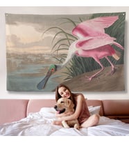 John James Audubon - Pembe Kaşıkçı Kuşu Duvar Örtüsü-7120