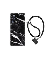 Xiaomi 13 Lite Kılıf Ipli Boyun Askılı Desenli Silikon Siyah Şerit Mermer 1318