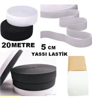 Lastik Sert Yumuşak Çamaşır Don Etek Bel Paça Bebe Lastiği Yassı Yumuşak 5 Cm Beyaz 20 Mt