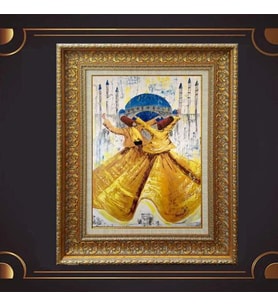 Gold Altın Kalın Çerçeveli Paspartulu Tablo c1224