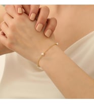 925 Ayar Gümüş White Tatlısu İncisi Bileklik-5.40mm (Gold)
