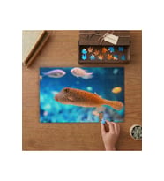 Yakın Çekim Turuncu Akvaryum Balığı Tasarımı 240 parça Ahşap Puzzle Ahşap Kutuda MP02745