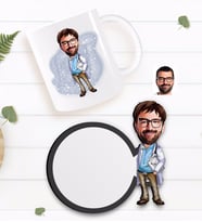 BK Gift Kişiye Özel Erkek Doktor Karikatürlü Beyaz Kupa ve Ahşap Bardak Altlığı Hediye Seti-8