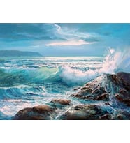 Hırçın Dalgalar Sayılarla Boyama Seti(60x75 cm Tuval Şasesine Gerili)