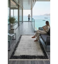 Asya Serisi Serra Bordürlü Antrasit Modern Akrilik Makine Dokuma Salon Halısı