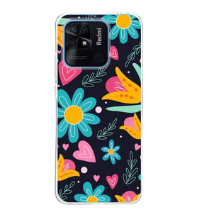 PrintiFy Xiaomi Redmi 10C ile Uyumlu 1mm Slim Fit Retro Colors 1 Baskılı Şeffaf  Kılıf