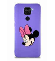 Xiaomi Redmi Note 9 Soft Premier Kapak Minnie Mouse-B Tasarımlı Silikon Kılıf - Mor (Şeffaf)