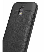 Samsung Galaxy J530 Pro Kılıf Deri Tarzı Niss Silikon Case (Siyah)