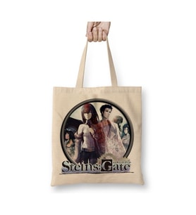 Steins Gate Beyaz Bez Çanta Uzun Saplı Alışveriş Çantası Plaj Çantası