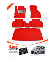 e-biz FORD TOURNEO-COURIER (2013-2023) Uyumlu EVA Oto Paspas Bagaj Paspası Dahil Kırmızı