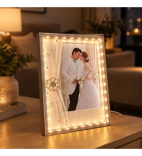 İnci Taşlı Led Işıklı Fotoğraf Çerçevesi