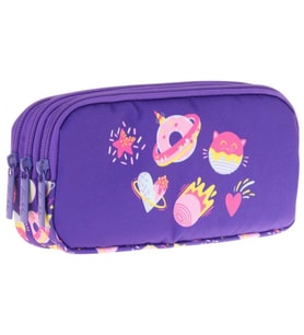 Kaukko Kids Üç Bölmeli Mor, Şekerlemeler, Kız Çocuk Okul Kalem Çantası - L8216 (Çok Renkli)