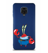 Xiaomi Redmi Note 9 Pro Soft Premier Kapak Bay Yengeç Tasarımlı Silikon Kılıf - Lacivert (Şeffaf)