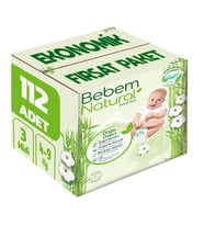 Bebem Bebek Bezi Natural Beden:3 (4-9Kg) Midi 112 Adet Ekonomik Fırsat Pk