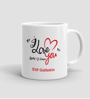 Kişiye Özel I Love You Tasarımlı Beyaz Renk Kupa