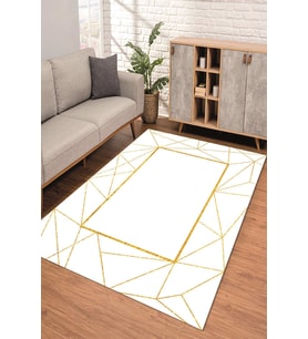 Dijital Kaymaz Taban Yıkanabilir Renkli Salon Halısı Mutfak Halısı Yolluk ND-SD-440 (Gold)