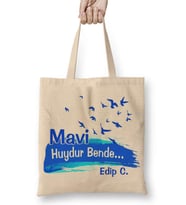 Mavi Huydur Bende Edip C Bez Çanta Uzun Saplı