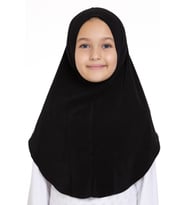 Siyah Pratik Hazır Geçmeli Genç Tesettür Bone Sandy Kumaş Düz Hijab 2312_01