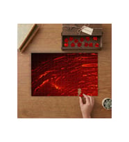 Kırmızı Dalgalı Soyut Obje Tasarımı 240 parça Ahşap Puzzle Ahşap Kutuda MP03675