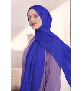 Kadın Zincir Desen Tesettür Blue Jakar Şal Saks