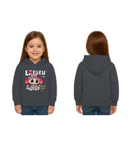 Unisex Baskılı Çocuk Swaetshirt Labubu Baskılı Kapüşonlu 3 İplik Şardonlu (Füme)