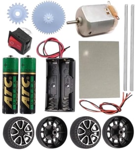 Araba Yapım Seti 1 Paket Plastik Tekerlek Deney İçin 2 Adet Metal Şaft Proje Deney Seti Dc Motor Çark Dişli Okul