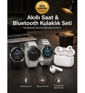 Aynalı Bluetooth Kulaklık Yeni Nesil Akıllı Saat Titreşimli Nabız Ölçer Spor Modları