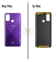Infinix Hot 9 Play Mor Uyumlu Arka Kapak Arka Cam Batarya Pil Kapağı Lazer Kesim Back Cover