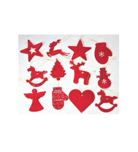 Yılbaşı Ağacı Süsü 12 li Keçe Yılbaşı Süsü Noel Süsü Christmas Ornament