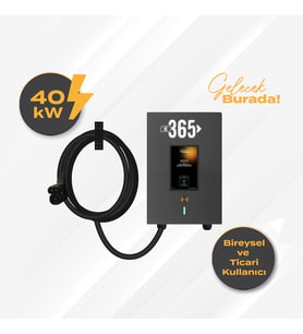 E 365 DC Duvar Tip 8 İnç Ekranlı MID Sayaçlı Tek Kablolu RFID 40kW Şarj İstasyonu (Bireysel ve Ticari Kullanıcı)