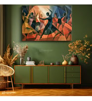 Yatay Kanvas Tablo Kübist Dansçılar Sanat Tablosu Ev Ofis Duvar Dekoru