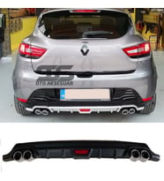 Renault Clio 4  Difüzör Arka Tampon Eki 4 Egzoz Çıkışlı Siyah Tip