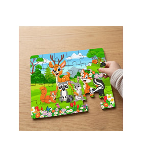 Bahçede Sevimli Hayvanlar Tasarımlı 24 Parça Ahşap Çocuk Puzzle MPK0205