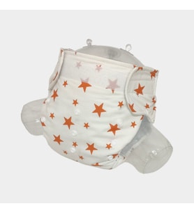 BEZHANE Baby YBB Yıkanabilir Bebek Bezi Cepli Turuncu Yıldız Desenli(8kg-18kg) (Çok Renkli)
