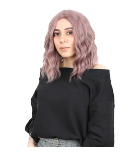 Fiber Sen Kısa Daalı Perçemsiz Peruk / Gül Kurusu