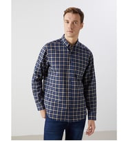 LCWAIKIKI Classic İndigo Ekose Gabardin Erkek Gömlek